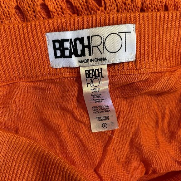 Beach Riot Skirt Midi Orange Crochet Knit Ruffle Swim Coverup Womens Small Polly - Picture 9 of 9